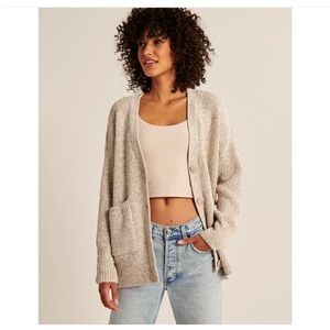 Oversized Legging-friendly Cable Cardigan cream / oatmeal
